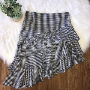 INTERMIX | Black Gingham Tiered Ruffle Skirt Women’s Size Small